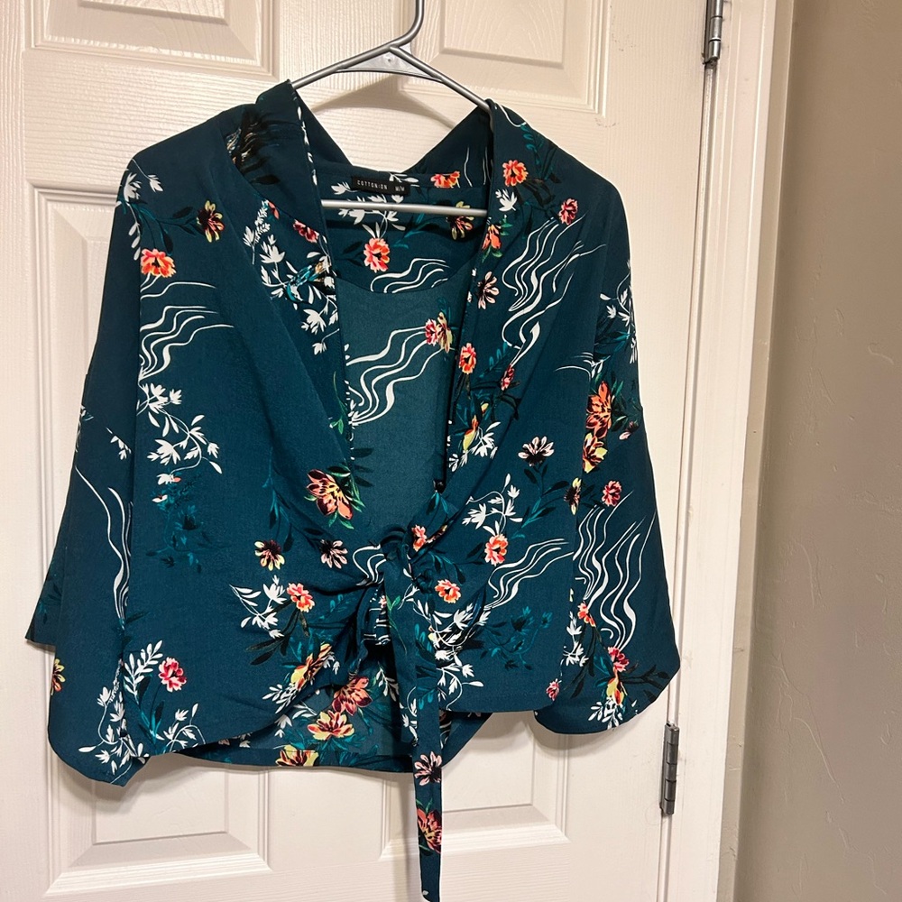 Blue blouse crop top